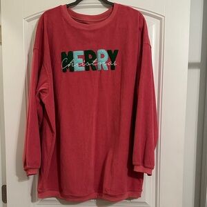 Size 2X Hot Pink Corduroy Merry Christmas Sweatshirt. Never worn!